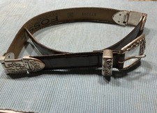 NOS Fossil Brown Leather Western Belt Silver Tone Accents Women s Sz Small