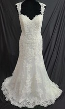 Bridal Gown Size 14 Ivory Lace Strapless Wedding Gown A-Line Dress Keyhole