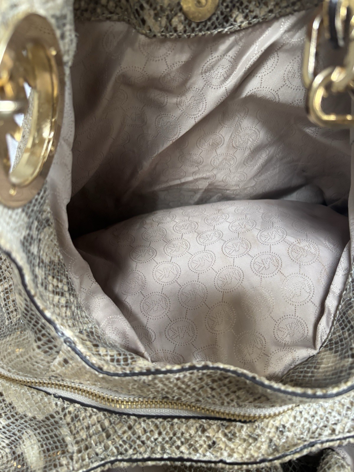 GUC Embossed Python design, leather hobo by Micha… - image 9