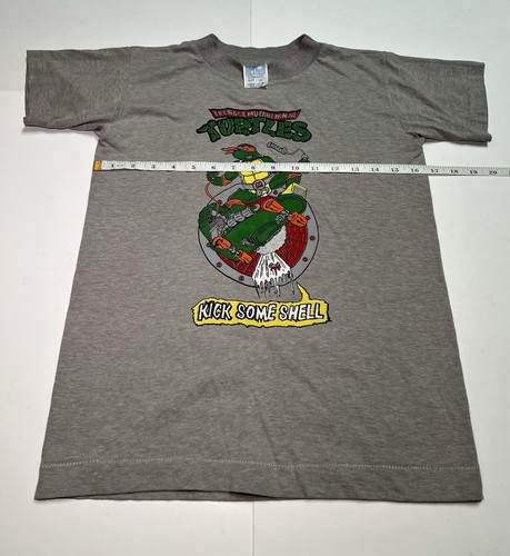 Vintage TMNT Michelangelo Kick Some Shell T Shirt Youth L USA 90s - Picture 3 of 8