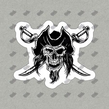 Pirate Skull and Cross Swords Vinyl Sticker Decal for Laptop, Water 921620
