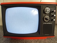 70er Jahre S/W Fernseher 31cm R&ouml;hrenbild Retro Vintage orange