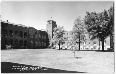 RPPC PERU, IL Abbey St. Bedes College Illinois Vintage Photo Postcard 1950s