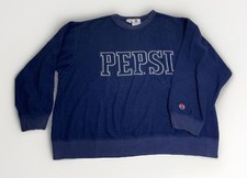 Vintage Pepsi Sweater Large Blue Fleece Pullover Crew Neck 90s Oversized