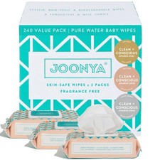 JOONYA Fragrance Free Baby Wipes Plant Based 240 Ct Total