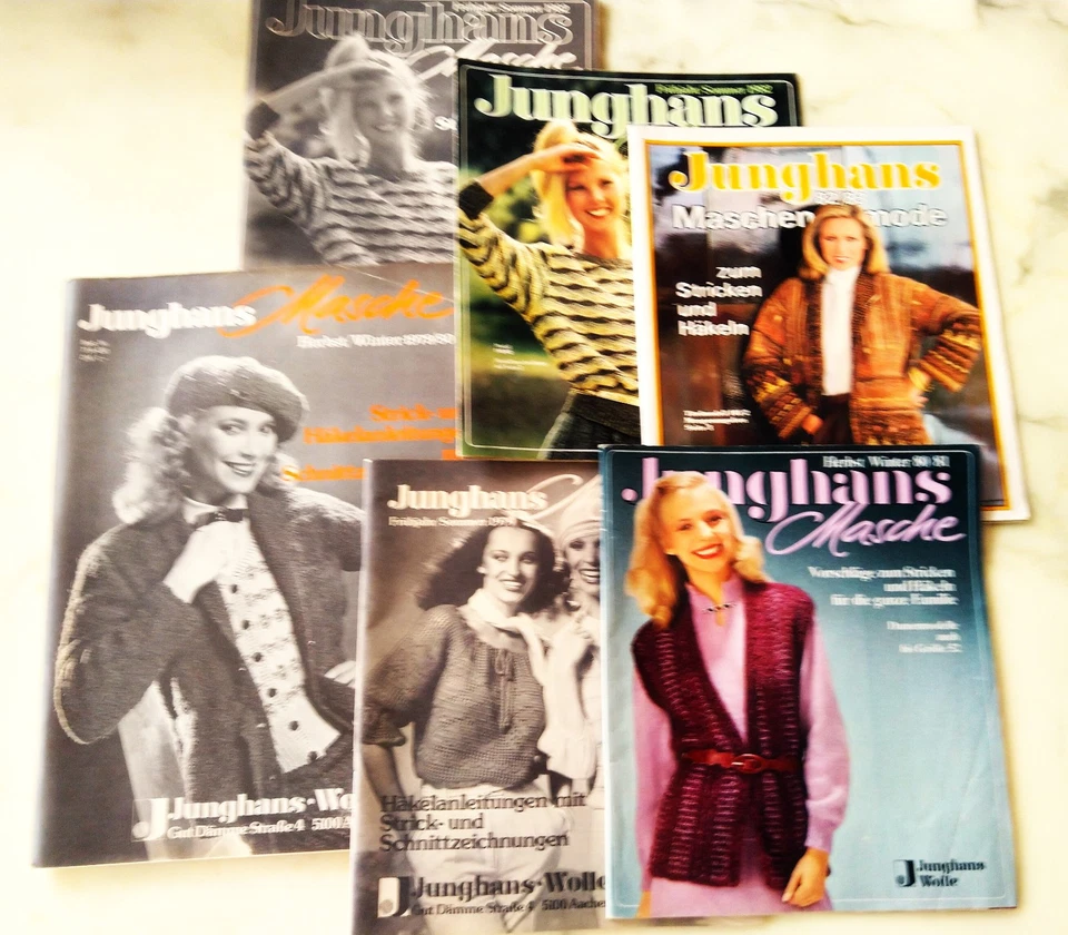 Strick- und Häkelanleitungen mit Schnittzeichnungen, 79er und 80er Jahre