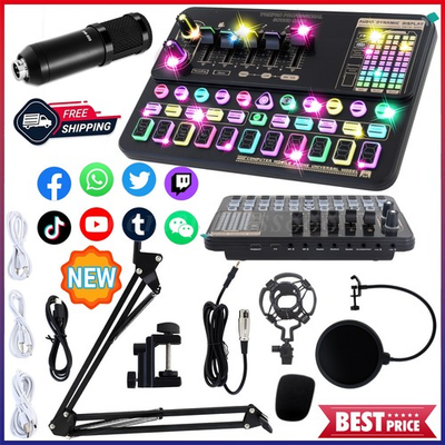 #ad Home Audio Mixer Kit Sound Card Podcast Live Game Music Record Condencer Mic $48.67