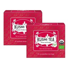 - Pack of 2 Boxes of Tea Bags - Four Red Fruits - Organic Black Tea - Flavore...