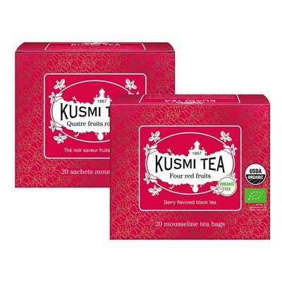 - Pack of 2 Boxes of Tea Bags - Four Red Fruits - Organic Black Tea - Flavore...