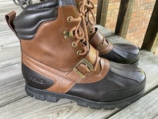 POLO RALPH LAUREN VINTAGE COUNTRY 2 MENS LEATHER BLACK/TAN BOOTS SZ 10D