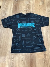 BRECKINRIDGE COLORADO - Vtg 90s Black Blue AOP Vacation T-shirt Mens XL