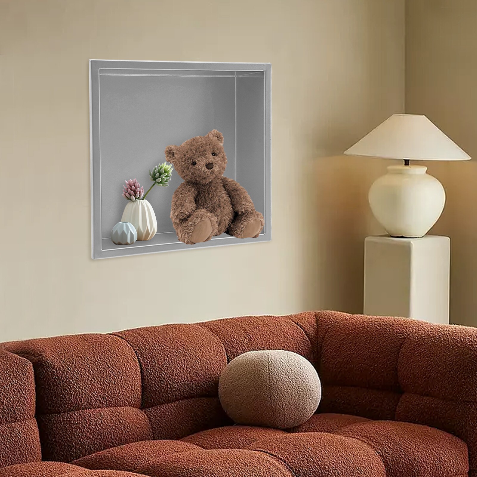 Silver Grey 201 Stainless Steel Preformed Recessed Shower Niche Shelf Waterproof