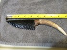 Hand Knapped Midnight Lace Obsidian Knife Antler Handle — photo 1