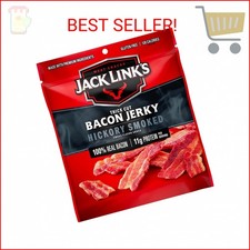 Jack Link's Bacon Jerky, Hickory Smoked - Flavorful Ready to Eat Meat Snack with