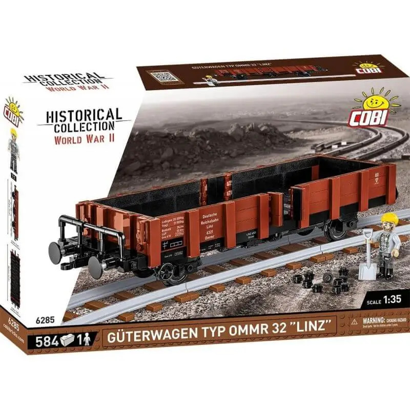 Wagon COBI 6285 Ommr 32 Linz maquette ferroviaire technique à briques imbriquées