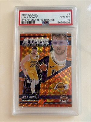 2024 Panini Mosaic Luka Doncic Stare Masters Orange /49 PSA 10 POP