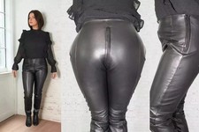 HOT NEW Women's Black Sheepskin Trousers Genuine Soft Leather Biker Pants
