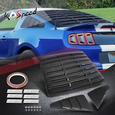 For 05-14 Ford Mustang Coupe 3Pcs Matte Black Rear+Quarter Side Window Louver