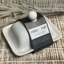 Home Essentials Fiddle & Fern 7" Butter Dish - Artisan Block Cube