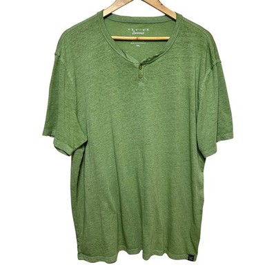 Lucky Brand Venice Burnout Henley Shirt Green Short Sleeve Mens XXL Casual