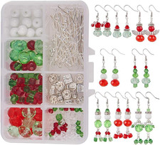 1 Box DIY Make 8 Pairs Christmas Crystal Bead Dangle Earring Making Kits White S