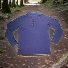 Renaissance Medievil Blue Scottish Jacobite Ghillie Shirt Size L New