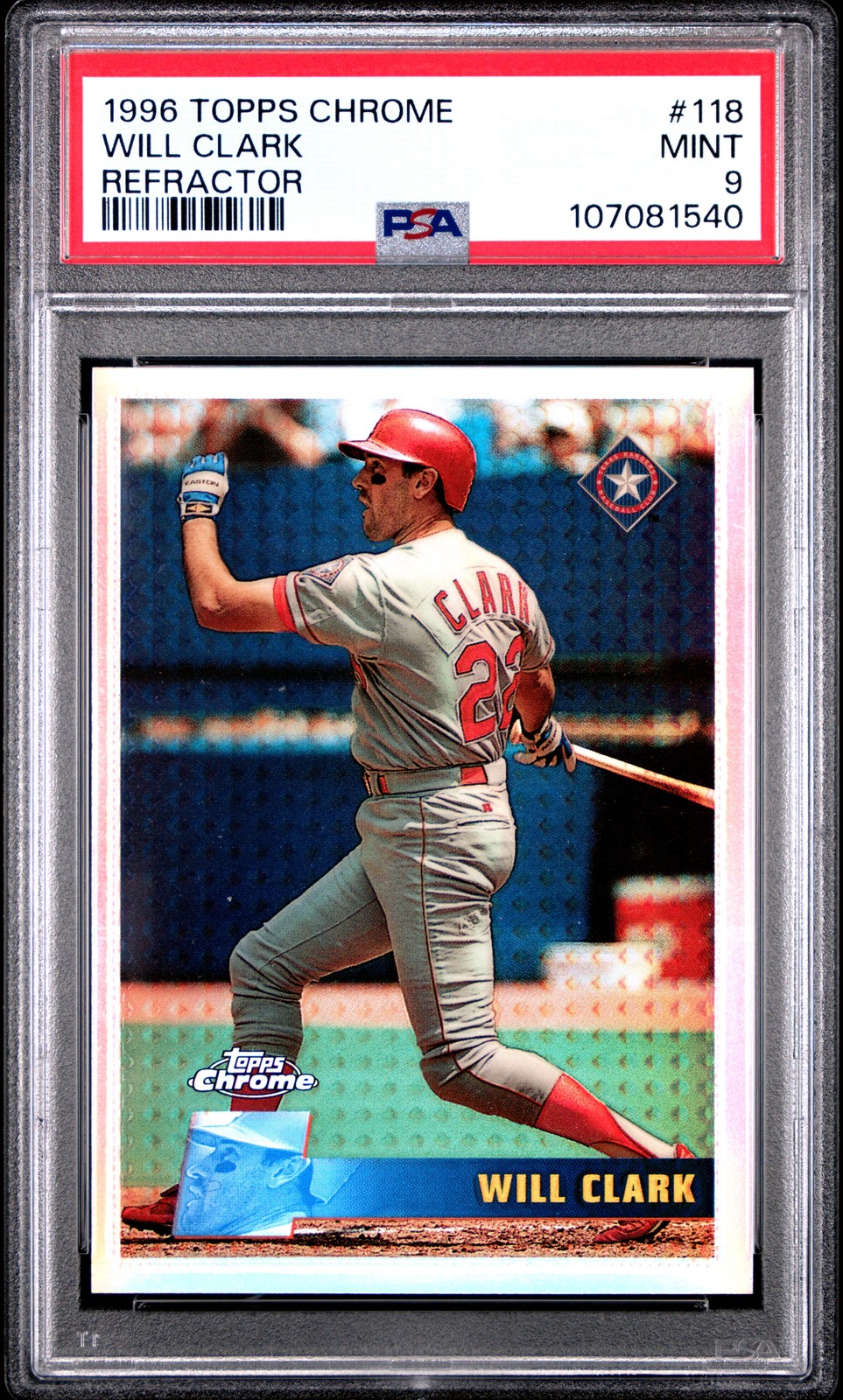 1996 TOPPS CHROME REFRACTOR #118 WILL CLARK PSA 9