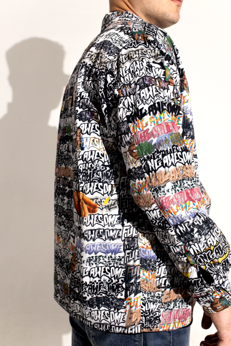 fucking awesome リバーシブルデニムジャケット 総柄 Fuckingawesome f*cking awesome Reversible Chore Jacket Denim