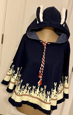 Poncho/Cape Yue Ran Marine à Capuche, Motif Lapin BOHO - Taille Unique, Coton Doux