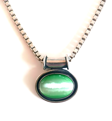 Vintage Sterling Silver Pendant with Green Stone 1990s | eBay