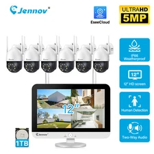 JENNOV Wireless Security Camera System Audio 10CH WIFI NVR 5MP CCTV Kit 1TB HDD