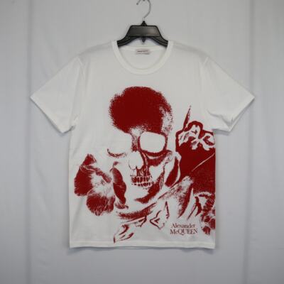 Alexander McQueen o1rshd1 ***Defective / T-Shirt in White/Red
