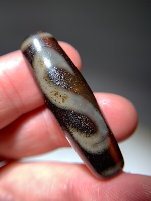 Dzi Bead '' Money hook '' Amulet Pendant 40mm x 12.4mm