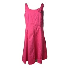 Eliza J Dress Womens Size 14 Solid All Pink Sleeveless Flower Detail Zip Back