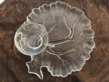 Vintage Hazel Atlas "Tree of Life" Clear Glass Snack Plate and Cup