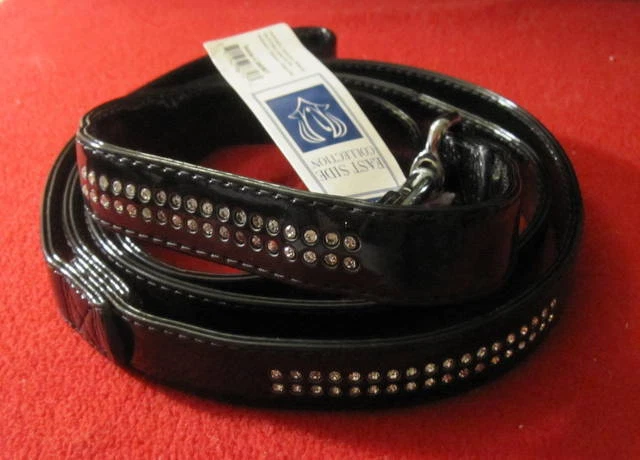 East Side Collection Jewel Correa de charol negro con tachuelas de plomo 6' x 1" Nueva Foto 4 de 4