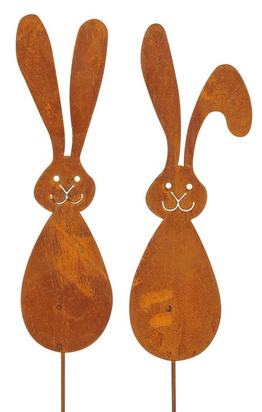 Dekorativer Gartenstecker Oster-Deko-Stecker Osterhase Langohr Metall Edelrostig-image