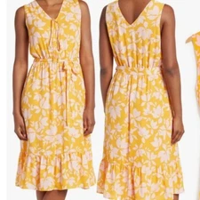 Collective Concepts NWT Tie Neck Floral Midi Dress Size S