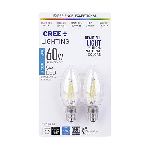 4 Cree 75w Equiv. Daylight 5000k Candelabra Dimmable E12 LED Light