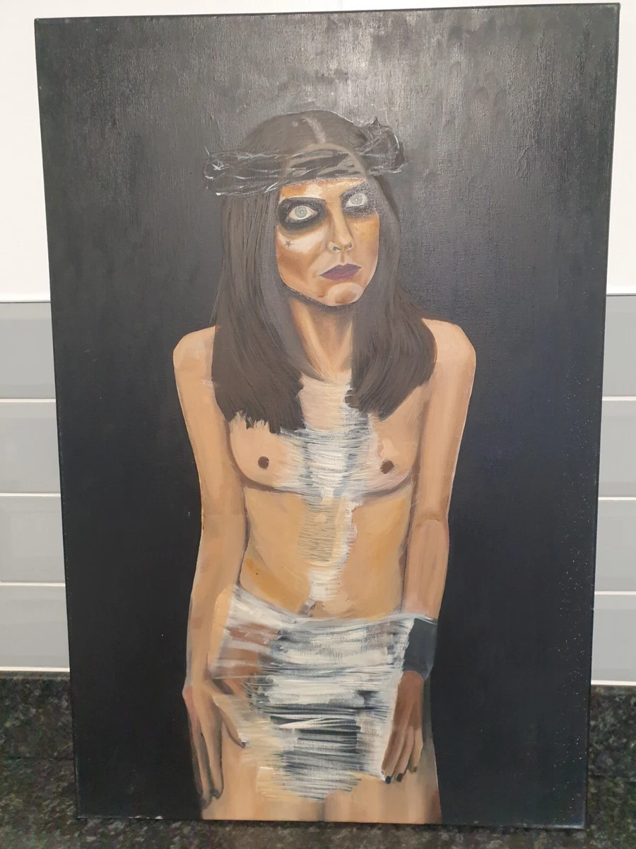 Vintage Oil painting Woman Nude In A Trance Gothic Large 50cm x 70cm | eBay