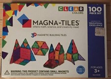 Magna Tiles 100pc Clear Color 3D Magnetic Building Tiles new in box Valtech