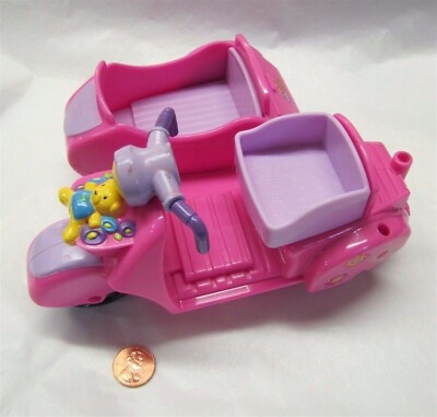Fisher Price Little People Pink Scooter Vehicle With Sidecar Teddy Bear  2007