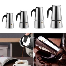 2-9 Cups Stainless Steel Espresso Maker Cup Stove Top Coffee Percolator Moka Pot