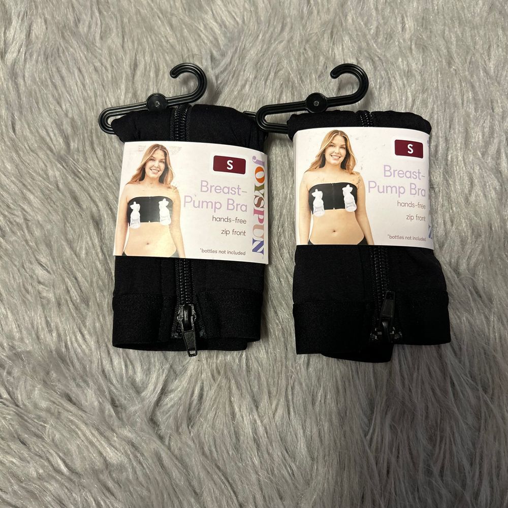 Joyspun Breast Pump Bra Women's Size Small Black Wireless Hands Free Front Zip-image