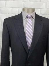 Jos A Bank Gordon Men’s Navy 2Btn Striped Wool Suit Sz 42 L Pants 35X32