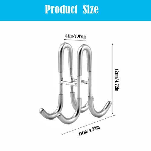 Over the Door Hooks Stainless Steel Shower Bathroom Frameless Drill-Free Hangers - Picture 2 of 26