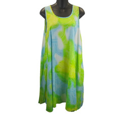 American Crown Womens One Size OS Sleeveless Summer Beach Cover Up Yellow Green