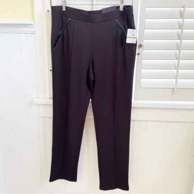 Rafaella NEW Dark Chocolate Brown Pull On Slim Leg Pants Women s Size 14 Short