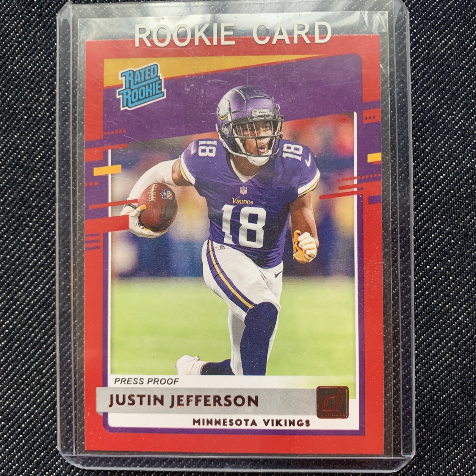 JUSTIN JEFFERSON 2020 PANINI DONRUSS #313 RATED ROOKIE RC RED PRESS PROOF VIKING