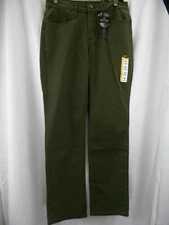 Women's LEE Pants Regular Fit Tapered Leg Mid Rise Size 8M Olive Green NEW